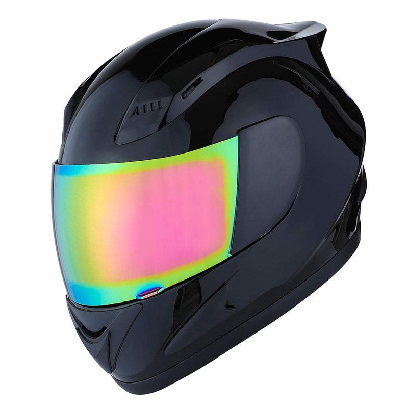 1Storm Motorcycle Bike Full FACE Helmet Mechanic Glossy Black - Image 2
